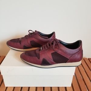 Men's Burberry Blood Red Leather and Mesh Sneaker